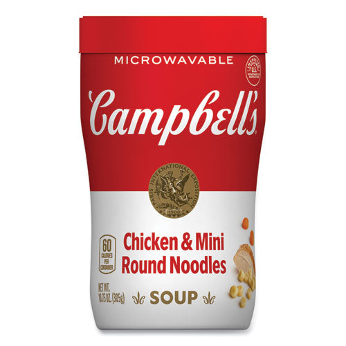 Image of Campbell's® 51000149824 Soup On The Go Chicken with Mini Noodles, 10.75 oz Cup, 8/Carton