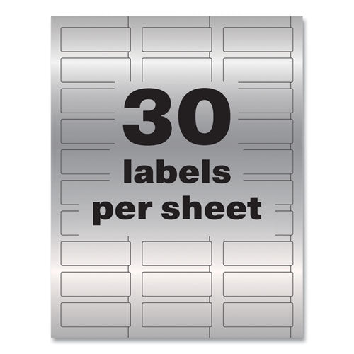 Image of Avery® 61524 Permatrack Metallic Asset Tag Labels, Laser Printers, 0.75 X 2, Metallic Silver, 30/sheet, 8 Sheets/pack