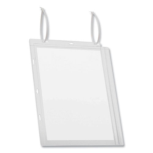 Image of Durable® 502719 Water Resistant Sign Holder Pockets with Cable Ties, 8.5 x 11, Clear Frame, 5/Pack