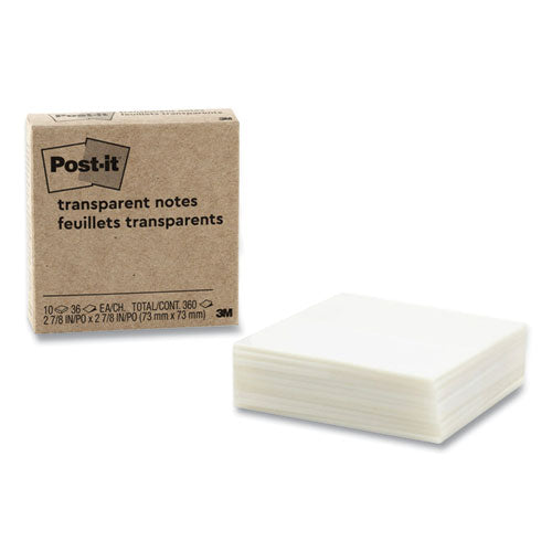 Image of Post-it® 600-TRSPT-10PK Transparent Notes, 2.88" x 2.88", Clear, 36 Sheets/Pad, 10 Pads/Pack