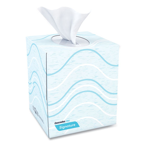 Image of Cascades PRO F710 Signature Facial Tissue, Cube Box, 2-Ply, White, 90 Sheets/Box, 36 Boxes/Carton