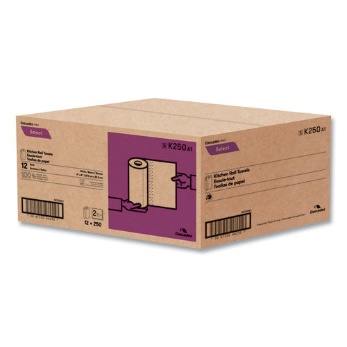 Image of Cascades PRO K250 Select Kitchen Roll Towels, 2-Ply, 8 X 11, 250/roll, 12/carton