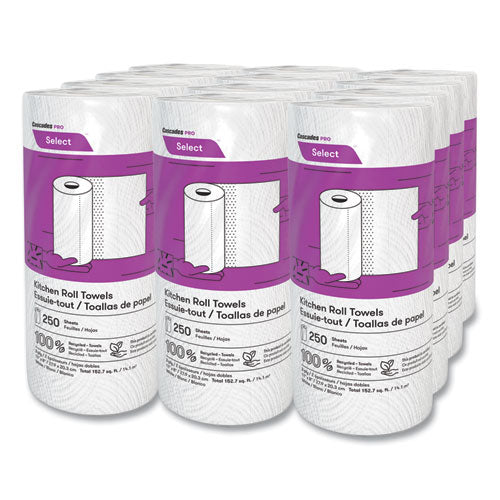 Image of Cascades PRO K250 Select Kitchen Roll Towels, 2-Ply, 8 X 11, 250/roll, 12/carton