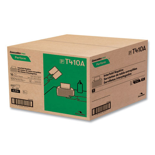 Image of Cascades PRO T410 Perform Interfold Napkins, 1-Ply, 12.63 x 8.5, White, 376/Pack, 16 Packs/Carton