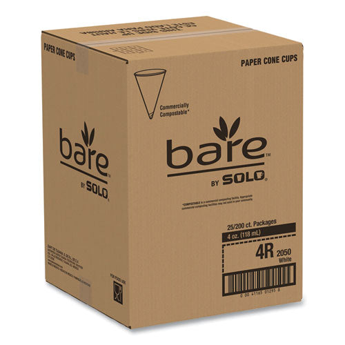 Image of SOLO® 4R-2050 Cone Water Cups, Chipboard Box Inner Packaging, ProPlanet Seal, 4 oz, Paper, White, 200/Bag, 25 Bags/Carton