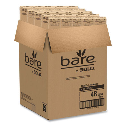Image of SOLO® 4R-2050 Cone Water Cups, Chipboard Box Inner Packaging, ProPlanet Seal, 4 oz, Paper, White, 200/Bag, 25 Bags/Carton