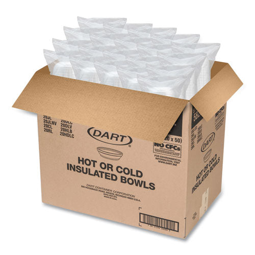 Image of Dart® 5B20 Insulated Foam Bowls, 5 Oz, White, 50/pack, 20 Packs/carton