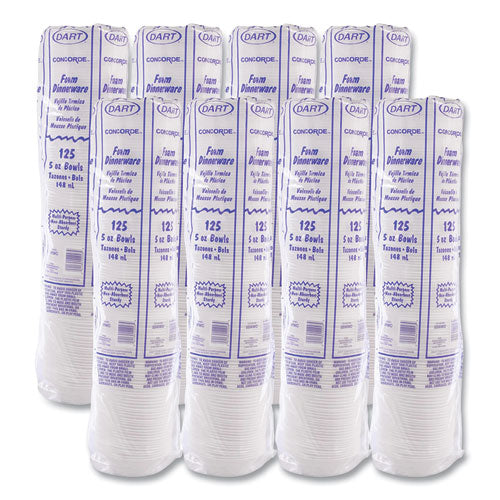 Image of Dart® 5BWWC Concorde Non-Laminated Foam Dinnerware, Bowl, 5 oz, White, 125/Pack, 8 Packs/Carton