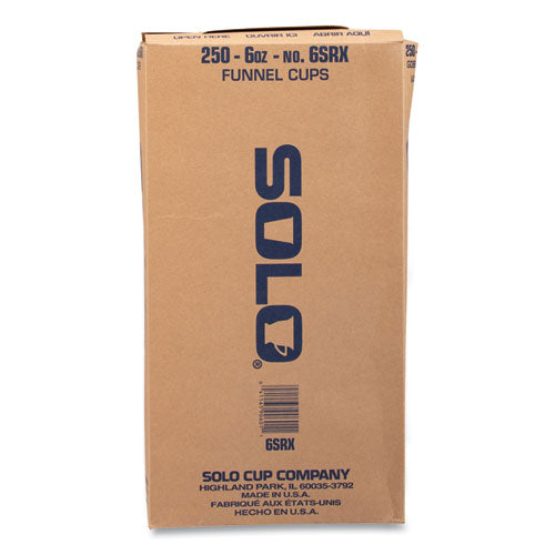 Image of SOLO® 6SRX-2050 Bare Eco-Forward Treated Paper Funnel Cups, ProPlanet Seal, 6 oz, White, 250/Bag, 10/Carton