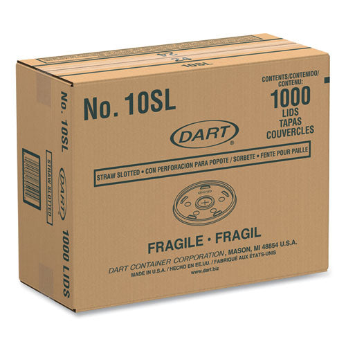 Image of Dart® 10SL Plastic Cold Cup Lids, Fits 10 oz Cold Cups, Translucent, 100/Pack, 10 Packs/Carton
