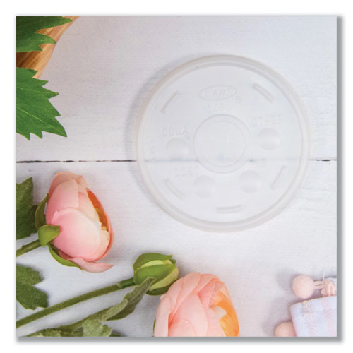 Image of Dart® 10SL Plastic Cold Cup Lids, Fits 10 oz Cold Cups, Translucent, 100/Pack, 10 Packs/Carton
