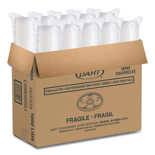 Image of Dart® 10SL Plastic Cold Cup Lids, Fits 10 oz Cold Cups, Translucent, 100/Pack, 10 Packs/Carton