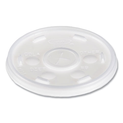 Image of Dart® 10SL Plastic Cold Cup Lids, Fits 10 oz Cold Cups, Translucent, 100/Pack, 10 Packs/Carton