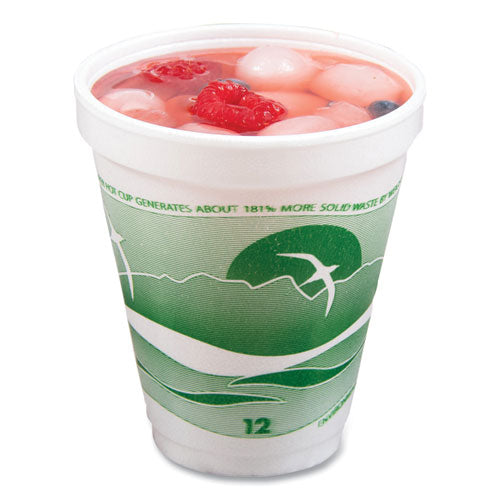 Image of Dart® 12J16H Horizon Hot/Cold Foam Drinking Cups, 12 oz, White/Green, 25/Bag, 40 Bags/Carton