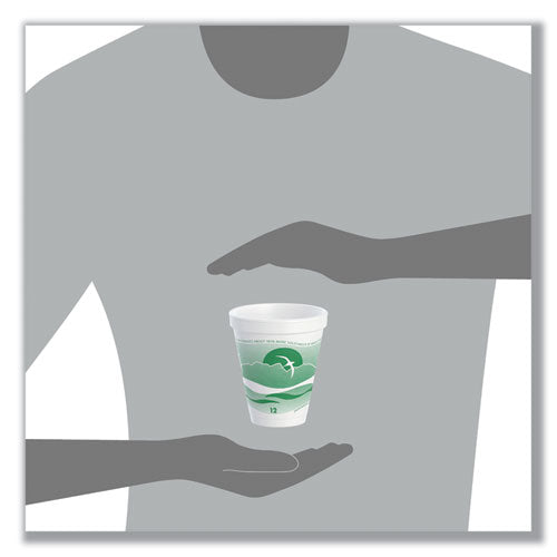 Image of Dart® 12J16H Horizon Hot/Cold Foam Drinking Cups, 12 oz, White/Green, 25/Bag, 40 Bags/Carton