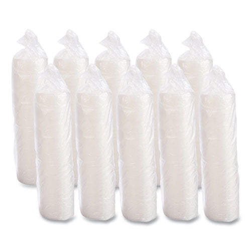 Image of Dart® 12SL Plastic Lids for Foam Cups/Bowls/Containers, Flat with Straw Slot, Fits 6 oz to 14 oz, Translucent, 100/Pack, 10 Packs/Carton