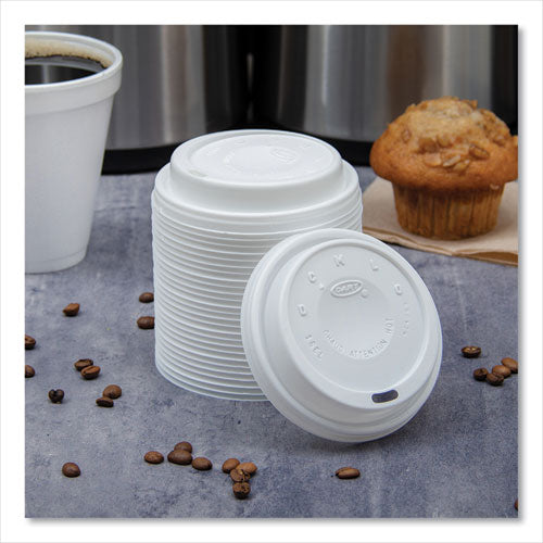 Image of SOLO® 16EL Cappuccino Dome Sipper Lids, Fits 12 oz to 24 oz Hot Cups, Plastic, White, 1,000/Carton