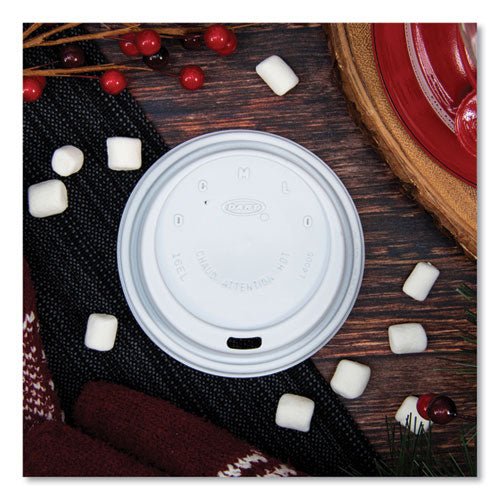 Image of SOLO® 16EL Cappuccino Dome Sipper Lids, Fits 12 oz to 24 oz Hot Cups, Plastic, White, 1,000/Carton