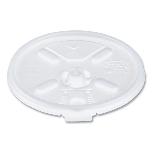 Image of Dart® 16FTLS Lift n' Lock Plastic Hot Cup Lids With Straw Slot, Fits 12 oz to 24 oz Hot Cups, Plastic, Translucent, 100/Pack, 10 Packs/CT