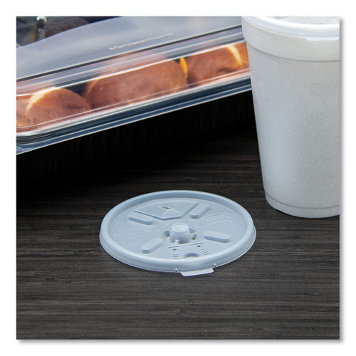 Image of Dart® 16FTLS Lift n' Lock Plastic Hot Cup Lids With Straw Slot, Fits 12 oz to 24 oz Hot Cups, Plastic, Translucent, 100/Pack, 10 Packs/CT
