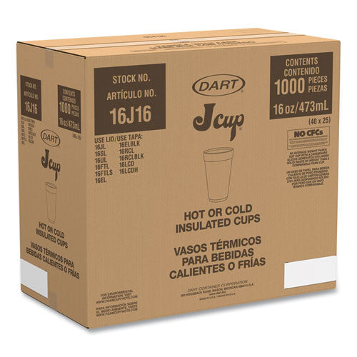 Image of Dart® 16J16GRA Graduated Foam Medical Cups, 16 Oz, White, 25/pack, 40 Packs/carton