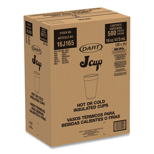 Image of Dart® 16J165 Foam Drink Cups, 16 Oz, White, 20/bag, 25 Bags/carton