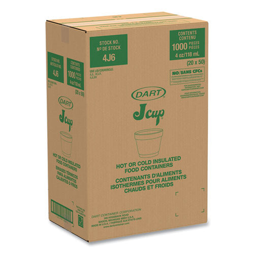 Image of Dart® 4J6 Bowl Containers, 4 oz, White, Foam, 1,000/Carton