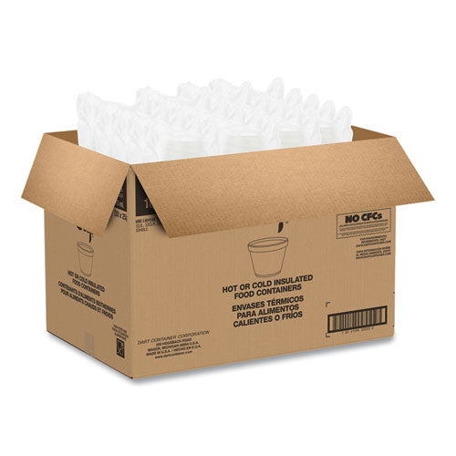 Image of Dart® 16MJ32 Foam Containers, Extra Squat, 16 oz, White, 25/Bag, 20 Bags/Carton