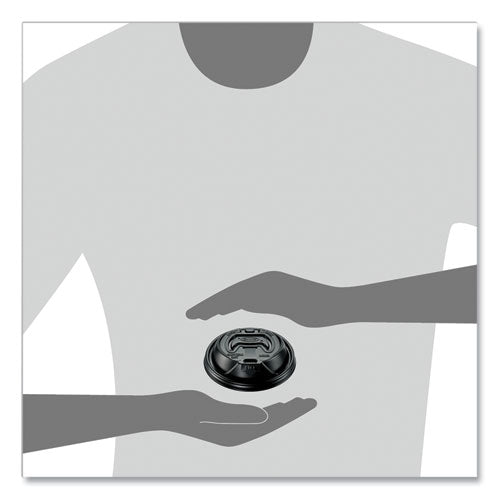 Image of Dart® 16RCLBLK Optima Reclosable Lid, Fits 12 oz to 24 oz Hot Cups, Plastic, Black, 100/Pack, 10 Packs/Carton