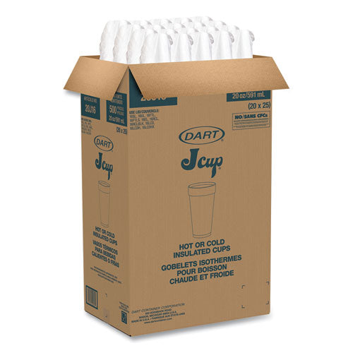 Image of Dart® 20J16 Foam Drink Cups, 20 Oz, White, 500/carton