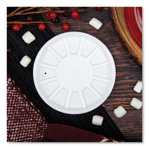 Image of Dart® 20RL Vented Foam Lids, Fits 6 oz to 32 oz Hot Cups, White, 50/Pack, 10 Packs/Carton