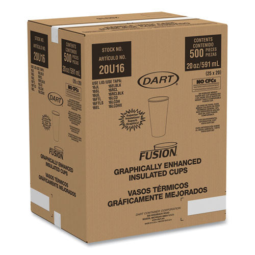 Image of Dart® 20U16ESC Fusion Escape Foam Hot/cold Cups, 20 Oz, Brown/black, 500/carton