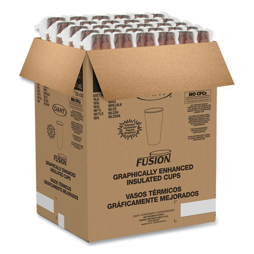 Image of Dart® 20U16ESC Fusion Escape Foam Hot/cold Cups, 20 Oz, Brown/black, 500/carton