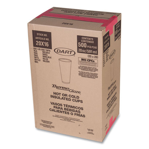Image of Dart® 20X16G Cafe G Foam Hot/cold Cups, 20 Oz, Brown/red/white, 20/pack