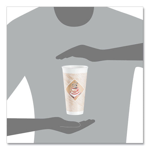 Image of Dart® 20X16G Cafe G Foam Hot/cold Cups, 20 Oz, Brown/red/white, 20/pack