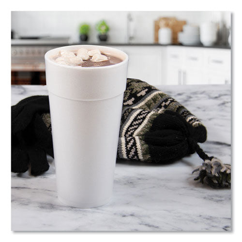Image of Dart® 24J16 Foam Drink Cups, Hot/cold, 24 Oz, White, 25/bag, 20 Bags/carton