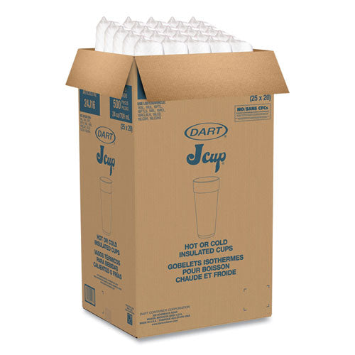 Image of Dart® 24J16 Foam Drink Cups, Hot/cold, 24 Oz, White, 25/bag, 20 Bags/carton