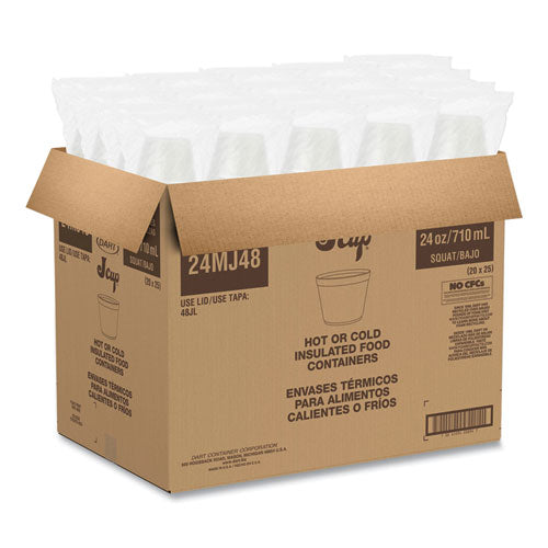 Image of Dart® 24MJ48 Foam Containers, 24 Oz, White, 25/bag, 20 Bags/carton