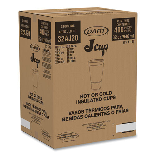 Image of Dart® 32AJ20H Horizon Hot/Cold Foam Drinking Cups, 32 oz, White/Teal, 16/Bag, 25 Bags/Carton