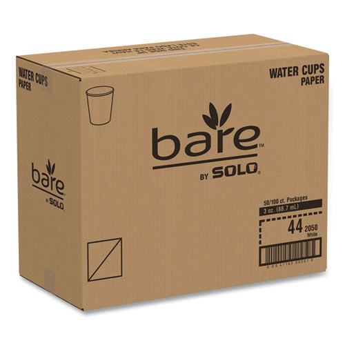 Image of SOLO® 44-2050 Paper Water Cups, ProPlanet Seal, 3 oz, White, 100/Bag, 50 Bags/Carton