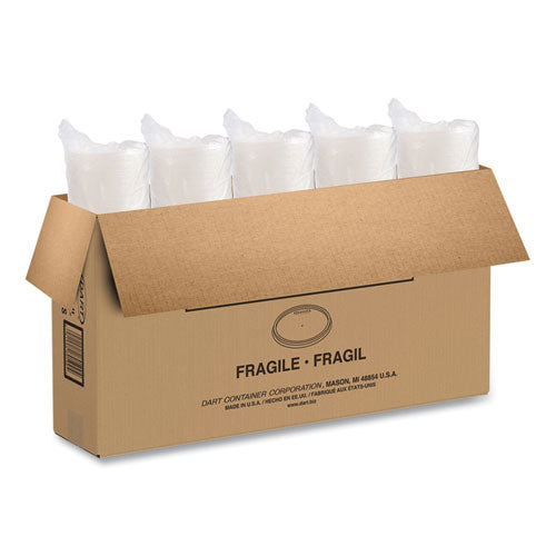 Image of Dart® 48JL Plastic Lids for Foam Containers, Flat, Vented, Fits 24 oz to 32 oz, Translucent, 100/Pack, 5 Packs/Carton