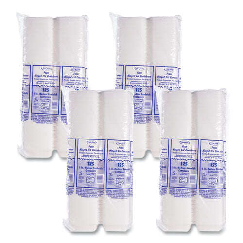 Image of Dart® 50HT1 Foam Hinged Lid Containers, 5.38 X 5.5 X 2.88, White, 500/carton