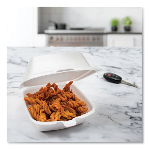 Image of Dart® 50HT1 Foam Hinged Lid Containers, 5.38 X 5.5 X 2.88, White, 500/carton