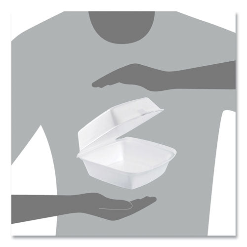 Image of Dart® 60HT1 Foam Hinged Lid Containers, 6 X 5.78 X 3, White, 500/carton