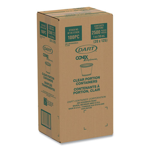 Image of DartÂ® Conex Complements Portion/Medicine Cups, 1 oz, Plastic, Clear, 125/Bag, 20 Bags/Carton