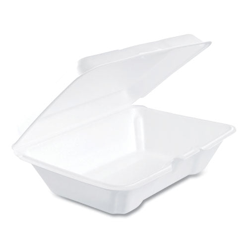 Image of Dart® 205HT1 Foam Hinged Lid Containers, 6.4 x 9.3 x 2.9, White, 100/Pack, 2 Packs/Carton