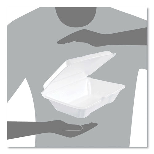 Image of Dart® 205HT1 Foam Hinged Lid Containers, 6.4 x 9.3 x 2.9, White, 100/Pack, 2 Packs/Carton