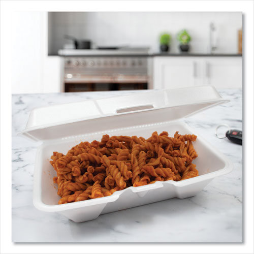 Image of Dart® 206HT1R Foam Hinged Lid Containers, 6.4 X 9.3 X 2.6, White, 200/carton