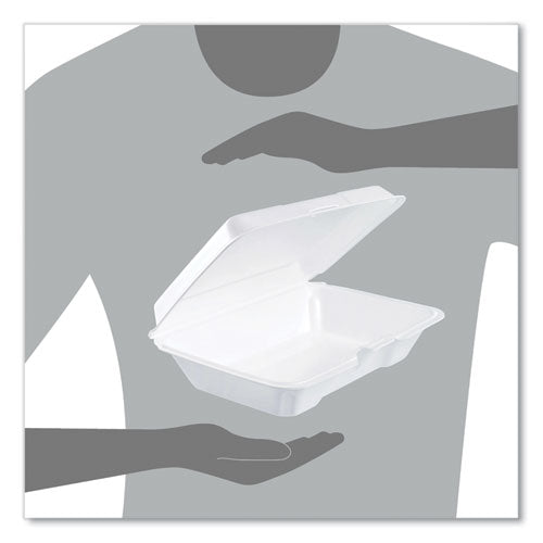 Image of Dart® 206HT1R Foam Hinged Lid Containers, 6.4 X 9.3 X 2.6, White, 200/carton