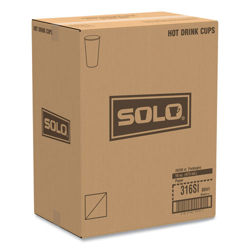 Image of SOLO® 316SI-0041 Paper Hot Drink Cups in Bistro Design, 16 oz, Maroon, 50/Pack
